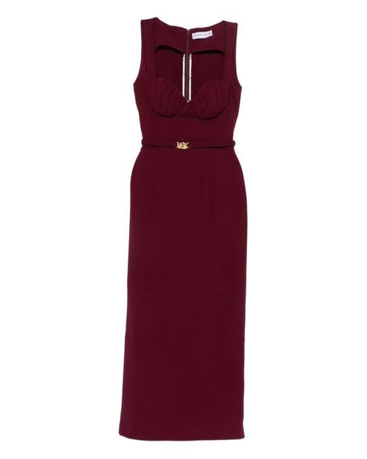 ROWEN ROSE Purple Robe Longue En Satin À Détail Ceinturé