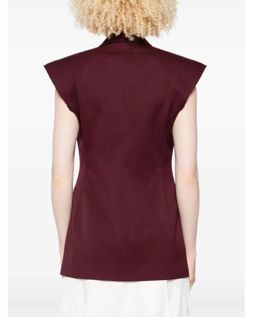 Erika Cavallini Semi Couture Mouwloos Asymmetrisch Jack in het Purple