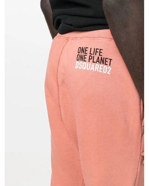 DSquared² Pink Slogan-Print Track Pants for men
