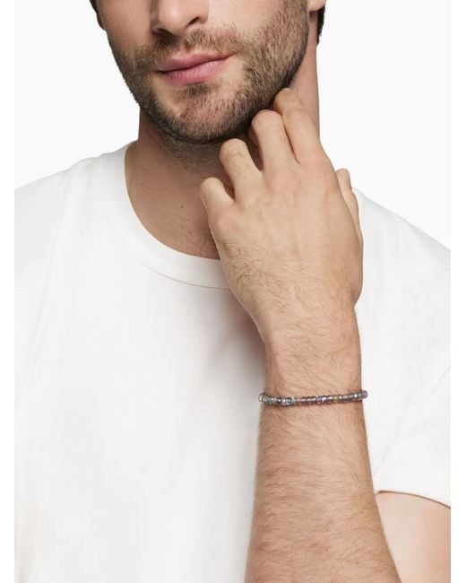 David Yurman White Sterling Spiritual Beads Faceted Bracelet (5Mm) for men