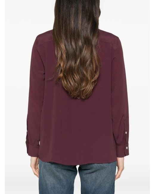 Marella Purple Mllfestoso1 Button-Up Chest-Pocket Shirt