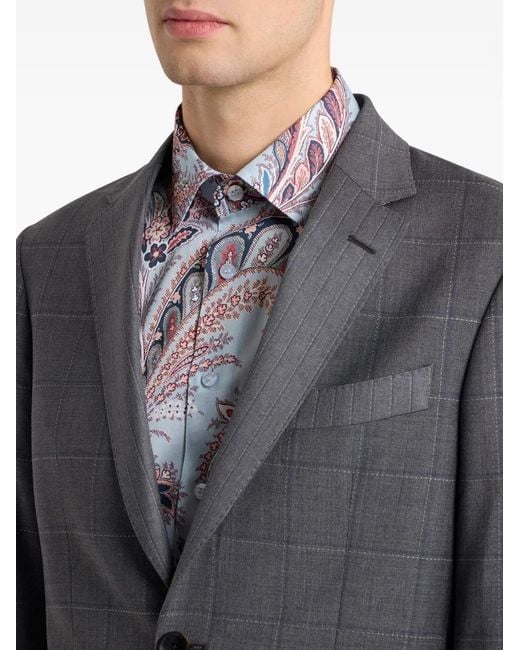 Etro Gray Checked-Pattern Suit for men