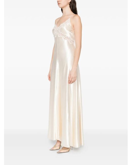 Alberta Ferretti Lace Straps Dress in White | Lyst