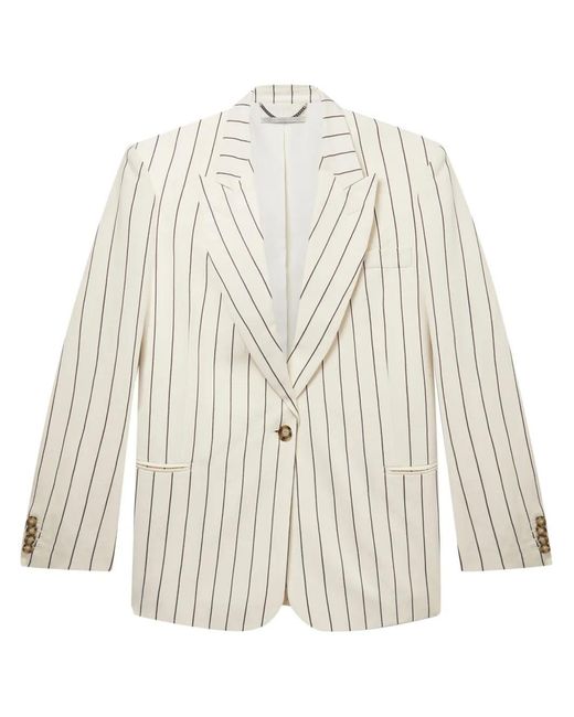 Stella McCartney White Pinstriped Single-Breasted Blazer