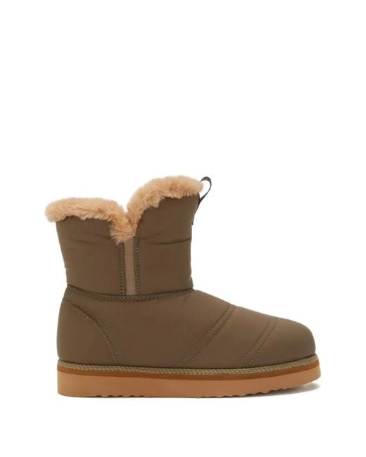 Odissi Brown Rose Padded Fur Lined Boots