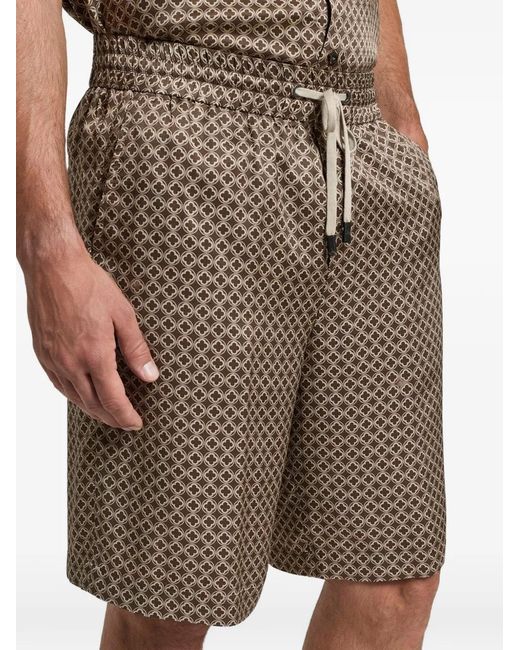 Peserico White Drawstring Patterned Shorts for men