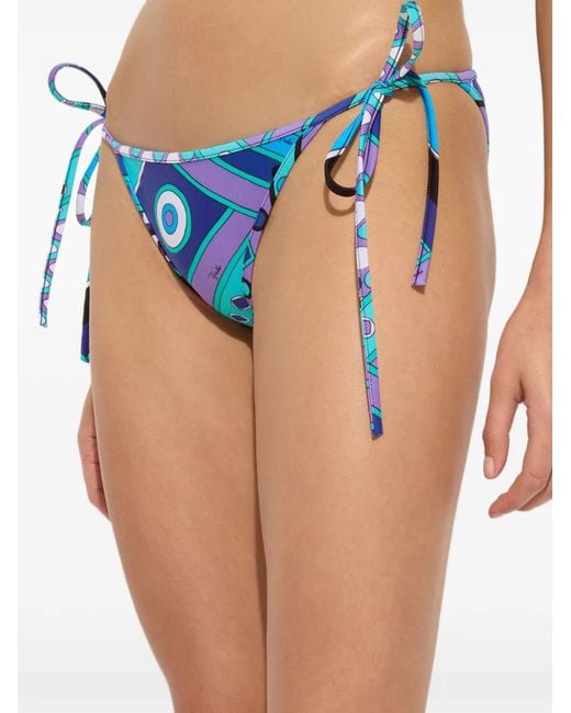 Emilio Pucci Blue Vivara-Print Bikini Top