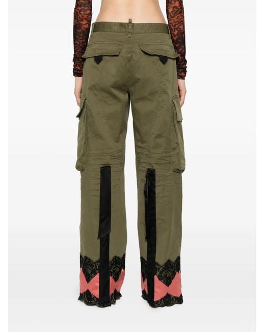 DSquared² Green Lingerie Low-Rise Cargo Trousers