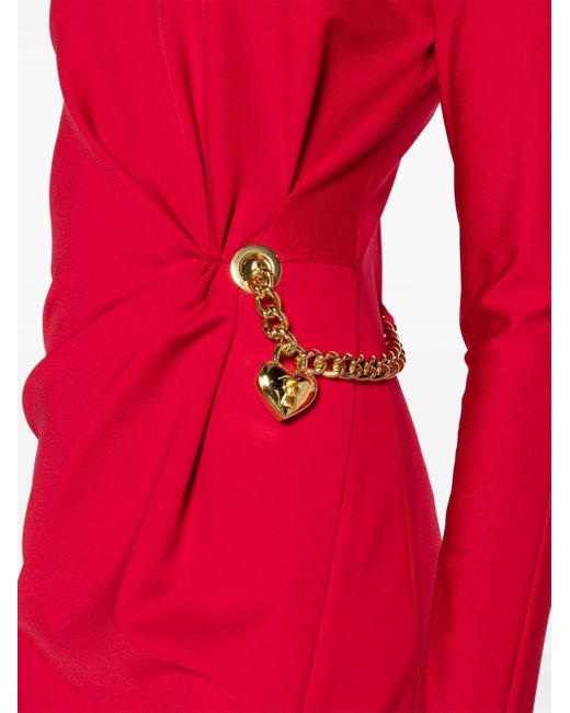 Moschino Midi-jurk Met Schakelketting in het Red