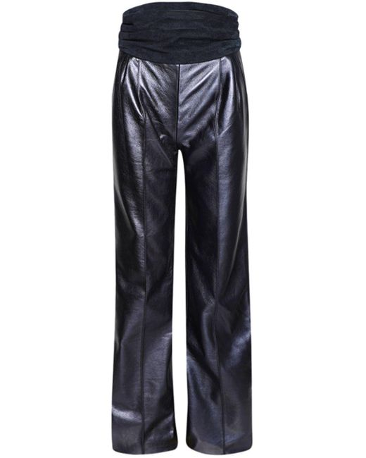 LAQUAN SMITH Blue Panelled High-shine Trousers