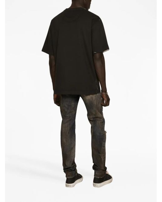 Camiseta de algodón con estampado del logotipo DG Dolce & Gabbana de hombre de color Black