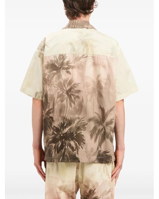 Palm Angels Natural Mini Sunset Palms Bowling Shirt For for men