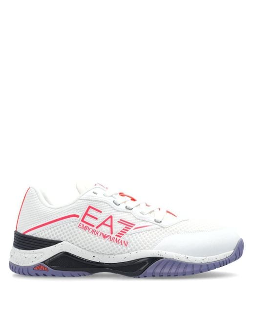 EA7 White Contrasting Low-Top Trainers