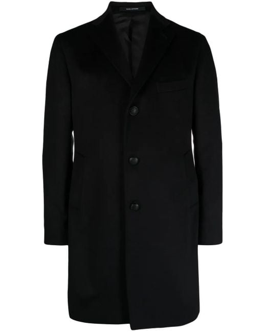 Tagliatore Black Bruce Felted Wool Coat for men