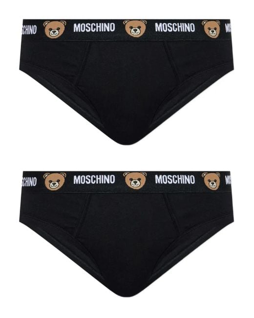 Moschino Black Logo-Waistband Briefs (Pack Of Two) for men