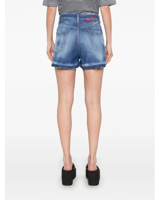 DSquared² Blue Raphia Shorts
