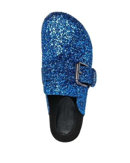 Philosophy Di Lorenzo Serafini Glitter Buckle Detail Slippers in Blue | Lyst