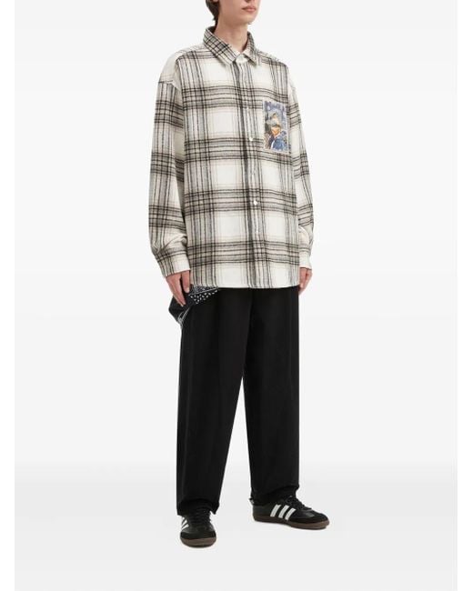 Musium Div. Gray Plaid-Pattern Patch Shirt for men