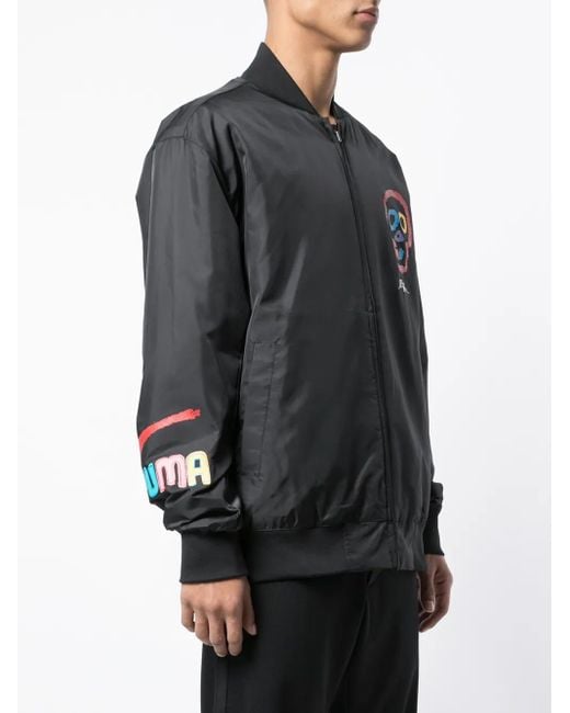 PUMA Black Skull Print Bomber Jacket for men