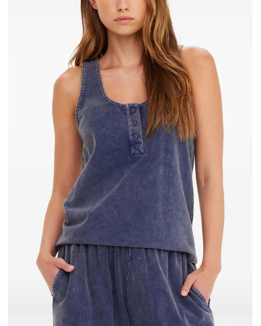The Upside Blue Soho Kapri Buttoned Tank Top