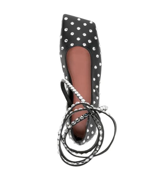 AMINA MUADDI Black Ane Crystal-embellished Ballerina Shoes