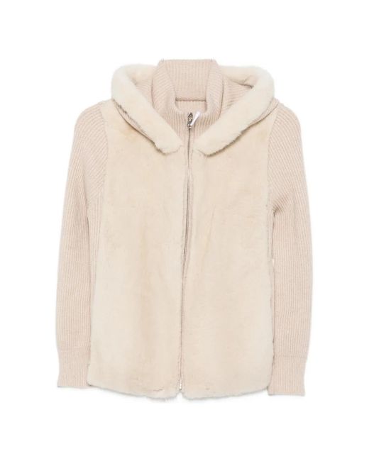 Liska Natural Fur-Panelled Ribbed-Knit Jacket