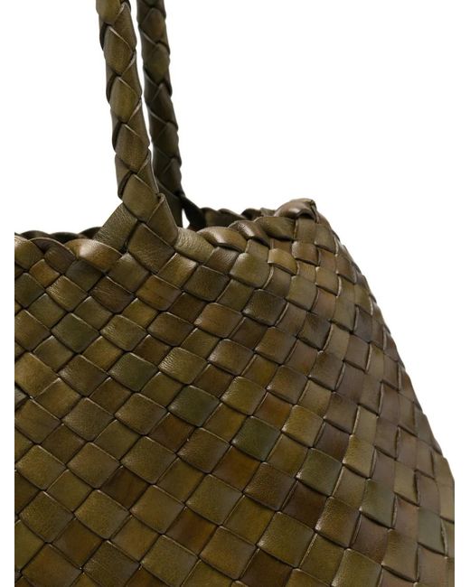 Dragon Diffusion Green Big Santa Croce Woven Leather Tote Bag
