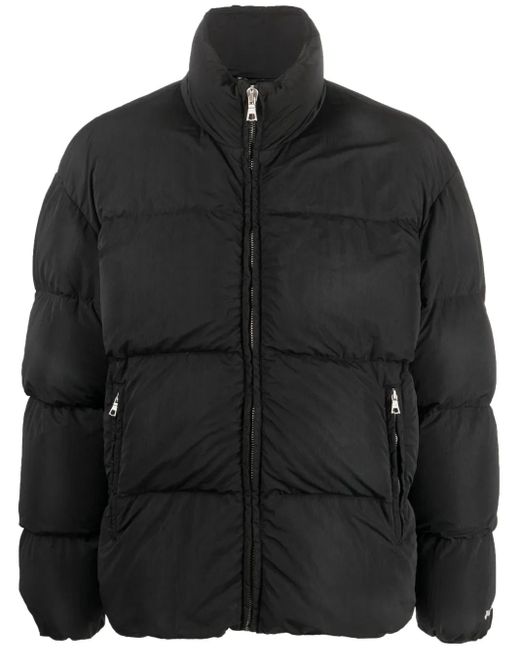 Palm Angels Black Logo-embroidered Padded Jacket for men