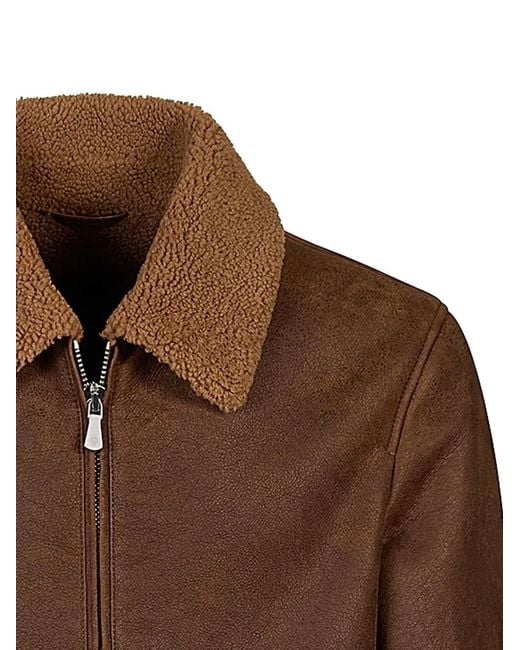 Eleventy Brown Shearling Jacket for men