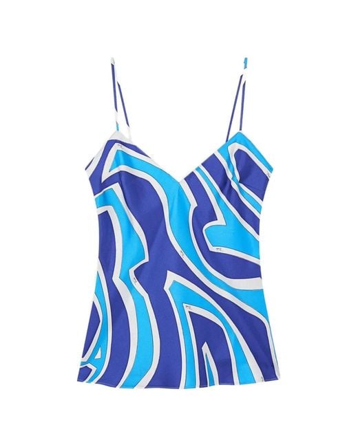Emilio Pucci Blue Printed Silk Top