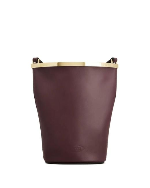 Tod's Purple Leather Bucket Bag
