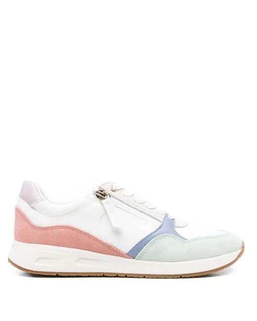 Geox White Bulmya Zip-Detail Panelled Sneakers