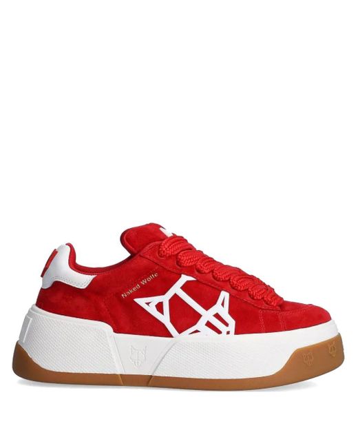 Sneakers Con Suola Rialzata di Naked Wolfe in Red