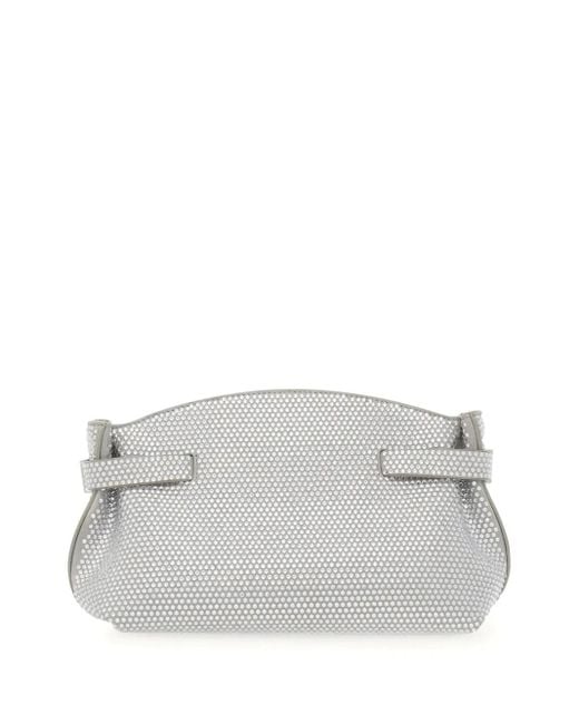 Pochette Hug À Ornements En Cristal Ferragamo en coloris Gray