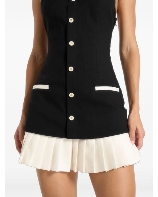 Manière De Voir Black Jasmine Halterneck Pleated Mini Dress