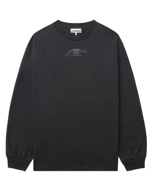 Ganni Black Logo-Print Sweatshirt