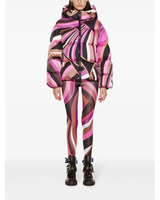 Emilio Pucci Pink Iride-Print Puffer Jacket