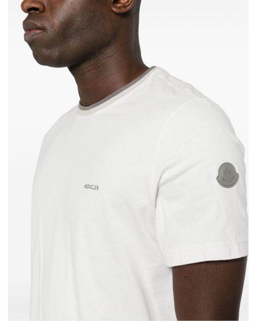 Moncler White Logo-appliqué Cotton T-shirt for men