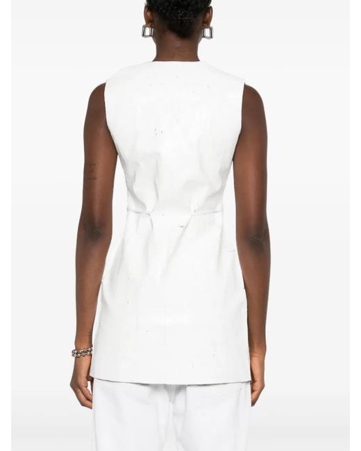 MM6 by Maison Margiela White V-Neck Gilet