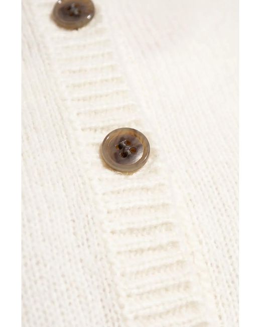 Lisa Yang White Felicia Button-Fastening Cashmere Cardigan