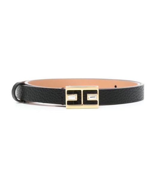 Elisabetta Franchi Black Logo-buckle Leather Belt