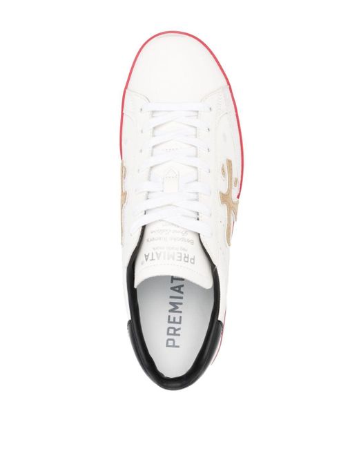 Premiata White Steven Low-top Leather Sneakers for men