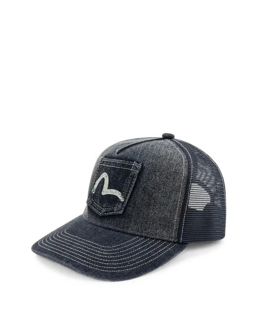 Evisu Blue Seagull-Print Patch-Pocket Cap