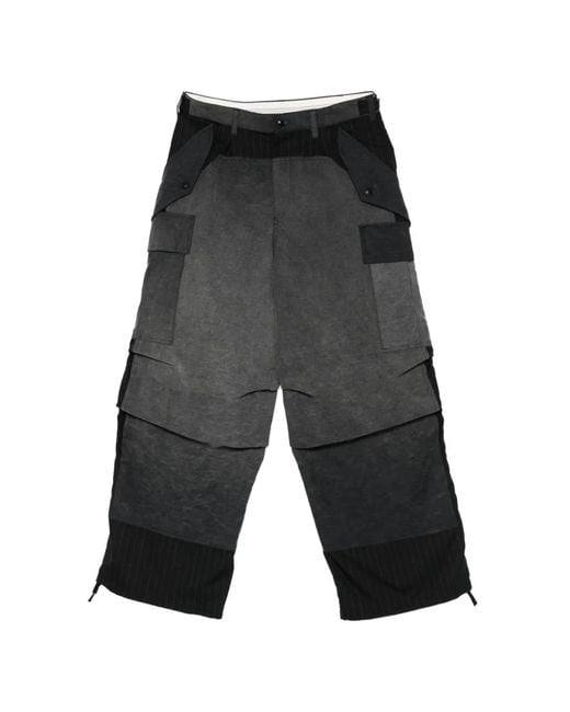 KHOKI Gray Striped Cargo Pants for men