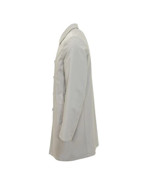 Herno Gray Button-Up Pocketed Coat for men