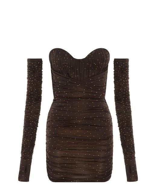 Alex Perry Brown Koda Ruched Minidress