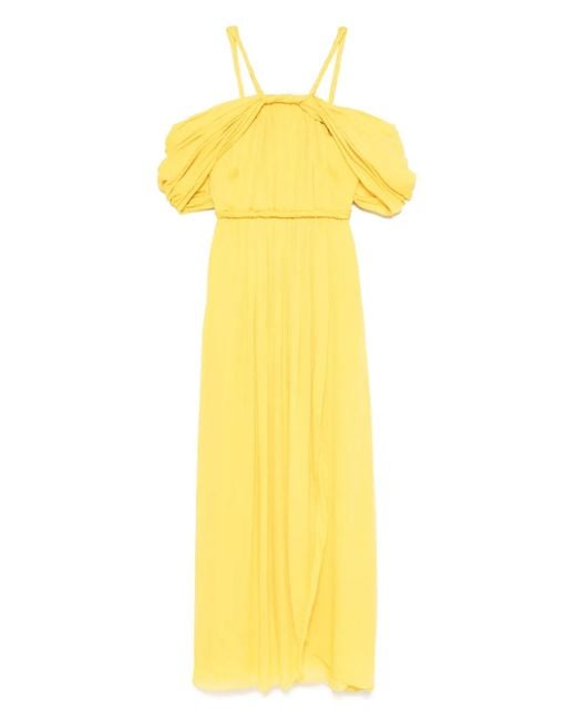 Giambattista Valli Yellow Draped Maxi Dress