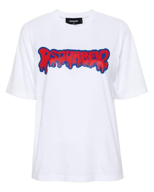 DSquared² White Easy Fit Cotton T-shirt