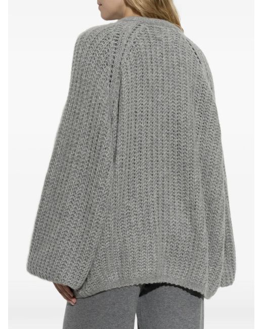 Lisa Yang Gray Thena Chunky-Knit Cardigan