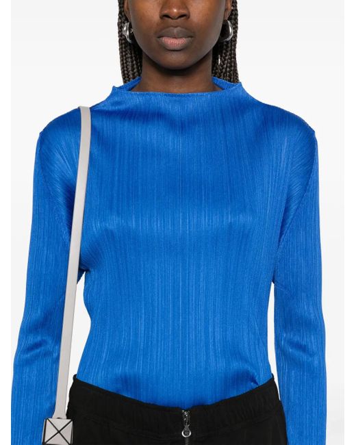 Pleats Please Issey Miyake プリーツ トップ Blue